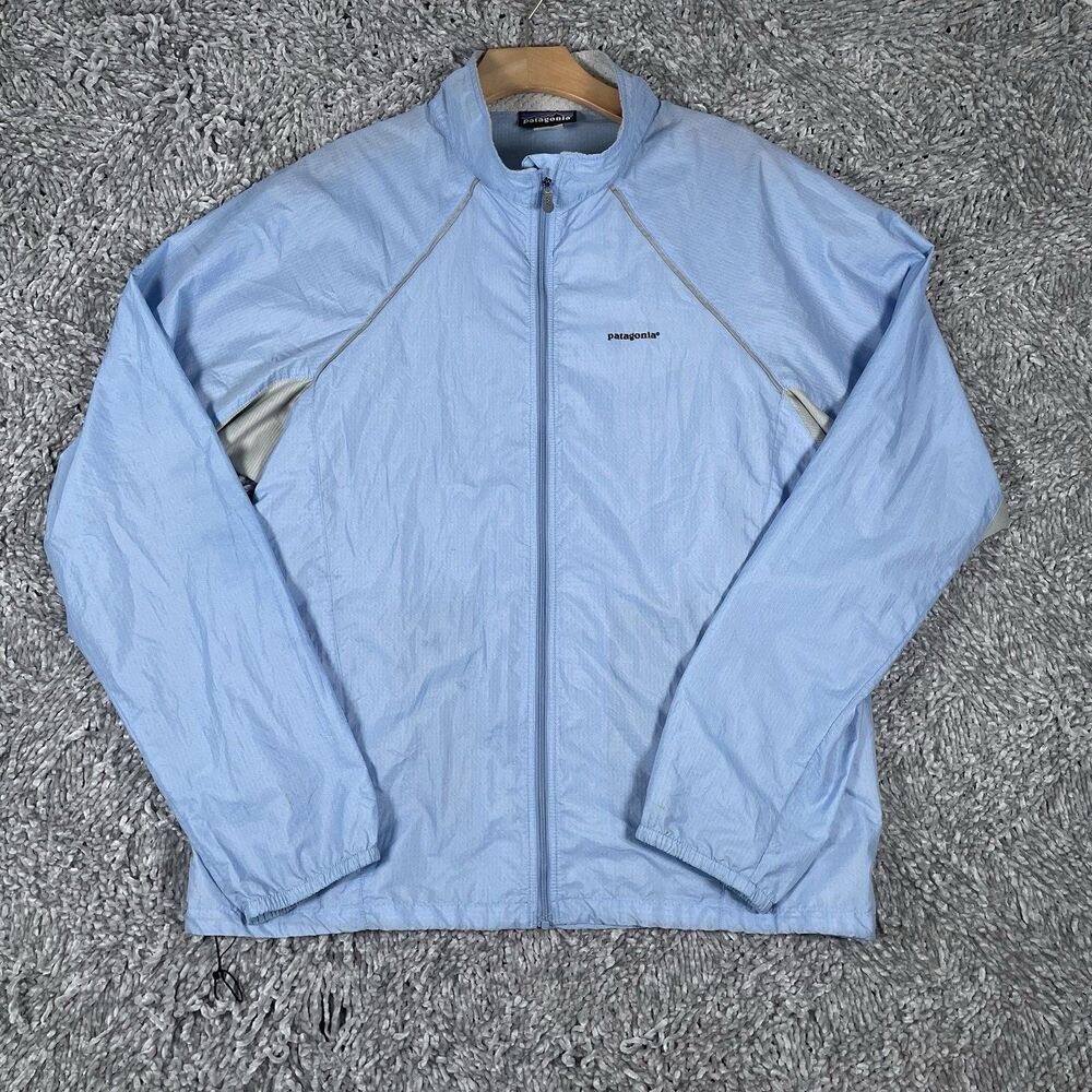 Patagonia Storm Racer Jacket Men’s Large Baby Blue Lightweight Activewear Wind